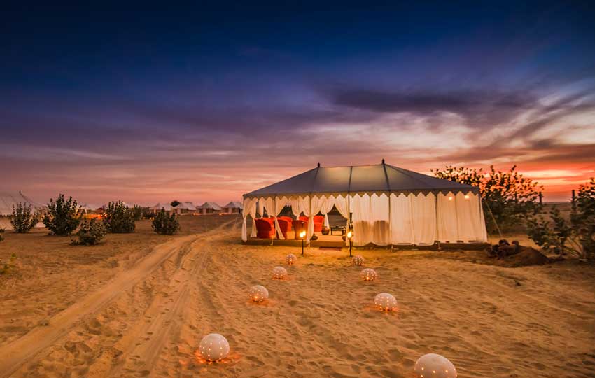 camp in the middle of the Desert