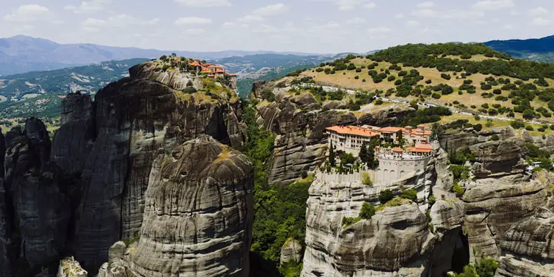 towering rock formations Meteora