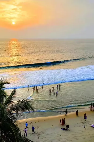 Kovalam is a beautiful beach destination in Kerala, India, famous for its golden sandy shores, crystal-clear waters, picturesque landscapes, and relaxing seaside atmosphere.